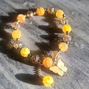 **3 for $15** MIX 3 / Yellow Gold Beaded Butterfly Bracelet